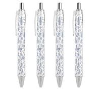 Oudrspo Navy Blue Herbs Wildflower And Butterfly Ballpoint Pen Retractable Writing Smooth Black Ink Ball Point Pens Office Supplies 4 PCS