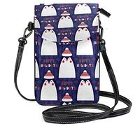 Oudrspo Navy Blue Penguin Crossbody Phone Purse Small Shoulder Bag Cell Phone Pouch Leather Wallet for Women Girls