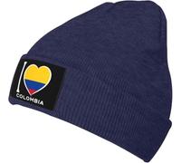 Oudrspo Navy Blue Unisex I Love Colombia Knit Beanie Hat,Soft Warm Skull Cap Winter Hat Knit Cuffed Beanie for Men and Women