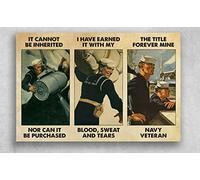 Oudrspo Navy Veteran It Cannot Be Inherited Nor Can It Be Purchased I Have Earned It with My Blood Aluminium Metal Tin Sign 16x12 Inch Home Plaque Poster Home Bar Pub Wall are Decor New