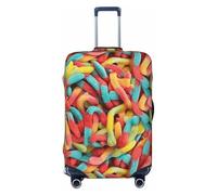 Oudrspo Neon Sour Gummy Worm Pattern Luggage Cover, Premium Washable Suitcase Protector with Secure Zipper & Buckle Closure, Fits 18-32 Inch Travel Luggage Medium