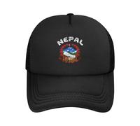 Oudrspo Nepal Coat of Arms Nepal Stylish Trucker Hat Mesh Baseball Cap for Adults-AdjustableBlack