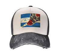 Oudrspo Nicaraguan Nicaragua Flag and Dominican Republic Flag Hats Vintage Washed Denim Baseball Caps Daddy Hats Trucker Hats Adjustable Unisex Headwear