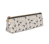 Oudrspo Old English Sheepdog Pattern Pencil Case Cosmetic Bag Pen Pouch Leather Triangle Storage Bag Zippered Stationery Organizer for Adults Office