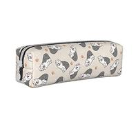 Oudrspo Old English Sheepdog Pattern Pencil Pouch Round Pen Case Portable Pencil Bag Leather Organizer with Zipper Cosmetic Pouch Bag