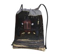 Oudrspo Old Wooden Barn With Rusted Tractor Outdoor Leisure Zipper Drawstring Backpack =>> 15.3 X 18in/ 39 X 46cm (L X H), Good For Travel, Carry-On, Luggage, Camping