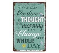 Oudrspo One Small Positive Thought' Tin Sign Motivational Desk Decor, Primitive Decor Office Desk Decorations for Women Office Bathroom Decor, Inspirational Wall Art Decor 12x8 Inch