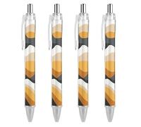 Oudrspo Orange Black Abstract Coastal Ocean Ballpoint Pen Retractable Writing Smooth Black Ink Ball Point Pens Office Supplies 4 PCS