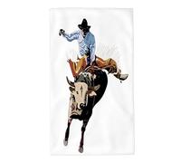 Oudrspo Orange Green 4 Rodeo Hand Towel for Bathroom Home Kitchen Dish Towels,Cowboy Bucking Bull Western Sports American,Towel for Cooking and Baking,Orange Green - 16 x 27.5in