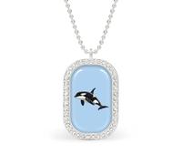 Oudrspo Orca Killer Whale Custom Necklace for Women Rectangle Pendant Necklaces Fashion Jewelry Gifts Gold Silver
