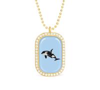 Oudrspo Orca Killer Whale Custom Necklace for Women Rectangle Pendant Necklaces Fashion Jewelry Gifts Gold Silver