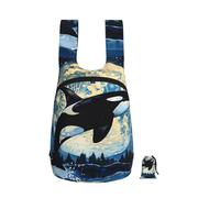 Oudrspo Orca Killer Whale Moon Foldable Storage Backpack 17 Inch
