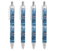 Oudrspo Orcas Whales Play in The Ocean Retractable Ballpoint Pens Black Gel Ink Pen Smooth Writing for Office Home Work