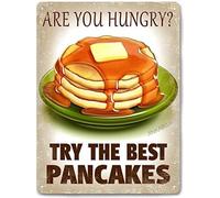 Oudrspo Pancakes Breakfast Rustic Retro Vintage Metal Tin Sign Bar Kitchen Yard Wall Decor 12X16 Inch