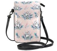 Oudrspo Panda Flower Cute Pink Crossbody Phone Purse Small Shoulder Bag Cell Phone Pouch Leather Wallet for Women Girls