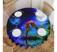 Oudrspo Parrot Print Round Tablecloth - 60 Inch, Water Resistant Washable Polyester Table Cloth for Buffet Table, Holiday Party, Dinner, Wedding