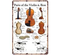 Oudrspo Parts Of The Violin & Bow Violin Lovers Metal Sign Vintage Music Studio Decor Flight To The Imagination And Life To Everything Tin Poster Club Office Wall Decoration Plaque 8x12 inchses