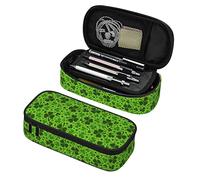Oudrspo Pencil Bag Shamrock Green Leaf Clover Pen Pouch Big Capacity Pencil Case Stationery Box Portable Pen Holder Desk Organizer with Double Zippers for Teen Boys Girls School Students