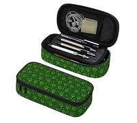 Oudrspo Pencil Bag Shamrocks Green Leaf Clover Pen Pouch Big Capacity Pencil Case Stationery Box Portable Pen Holders Desk Organizer with Double Zippers for Teen Boys Girls School Students