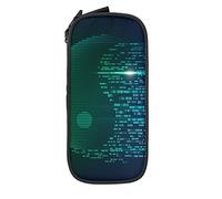 Oudrspo Pencil Case Big Capacity Abstract yin yang Data neon Black Pencil Box Pen Pouch for Middle/High School Office College Adult Girl and Boy