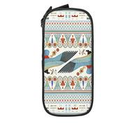 Oudrspo Pencil Case Big Capacity Ancient Egyptian Floral Eagle White Vintage Pencil Box Pen Pouch for Middle/High School Office College Adult Girl and Boy