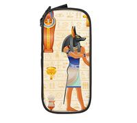 Oudrspo Pencil Case Big Capacity Ancient Egyptian Hieroglyph Anubis God Gold Pencil Box Pen Pouch for Middle/High School Office College Adult Girl and Boy