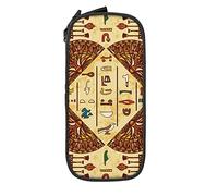 Oudrspo Pencil Case Big Capacity Ancient Egyptian Hieroglyph Floral Vintage Pencil Box Pen Pouch for Middle/High School Office College Adult Girl and Boy