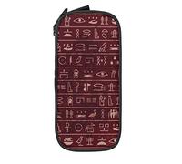 Oudrspo Pencil Case Big Capacity Ancient Egyptian Hieroglyph red Vintage Pencil Box Pen Pouch for Middle/High School Office College Adult Girl and Boy
