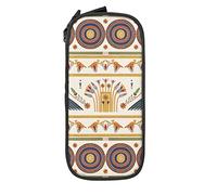 Oudrspo Pencil Case Big Capacity Ancient Egyptian Striped Eagle Vintage Pencil Box Pen Pouch for Middle/High School Office College Adult Girl and Boy