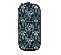 Oudrspo Pencil Case Big Capacity Bull Skull Satan Death Abstract Black Pencil Box Pen Pouch for Middle/High School Office College Adult Girl and Boy