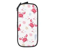 Oudrspo Pencil Case Big Capacity Cute Crab Red Ocean White Pencil Box Pen Pouch for Middle/High School Office College Adult Girl and Boy