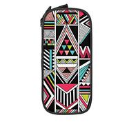 Oudrspo Pencil Case Big Capacity Fashion Tribal Native Geometric Collage White Pencil Box Pen Pouch for Middle/High School Office College Adult Girl and Boy