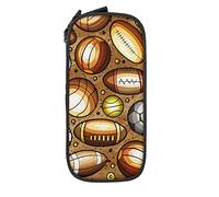 Oudrspo Pencil Case Big Capacity Football Baseball Basketball Brown Pencil Box Pen Pouch for Middle/High School Office College Adult Girl and Boy