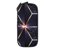 Oudrspo Pencil Case Big Capacity Gold Abstract Light Geometric Metal Black Pencil Box Pen Pouch for Middle/High School Office College Adult Girl and Boy