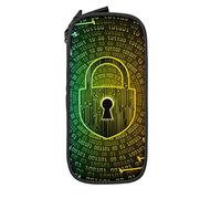 Oudrspo Pencil Case Big Capacity Lock Technology Data Future Security Colorful Pencil Box Pen Pouch for Middle/High School Office College Adult Girl and Boy