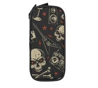 Oudrspo Pencil Case Big Capacity Skull Music Rock Heavy Metal Death Black Pencil Box Pen Pouch for Middle/High School Office College Adult Girl and Boy