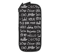 Oudrspo Pencil Case Big Capacity World Greeting Hello Word Vintage Black Pencil Box Pen Pouch for Middle/High School Office College Adult Girl and Boy