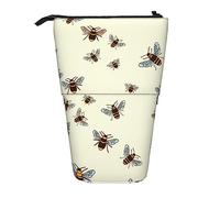 Oudrspo Pencil Case, Cute Standing Pencil Pouch, Retractable Pencil Holder Case, Honey bee Stationery Organizer Bag