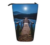 Oudrspo Pencil Case, Cute Standing Pencil Pouch, Retractable Pencil Holder Case, Wooden Trestle by The Water Stationery Organizer Bag