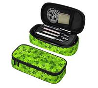 Oudrspo Pencil Case Shamrocks Green Leaf Clover Large Pencil Pouch Zippered Cosmetic Makeup Bag Portable Pencil Box Big Capacity Pen Holder for Boys Girls Men Women Travel School Office Supplies