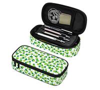 Oudrspo Pencil Pouch for Boys Girls Shamrocks Green Leaf Clover Pen Case Large Capacity Pencil Bag Portable Pen Stationery Box Printed Travel Makeup Storage Bags with Zipper & Mesh Pocket