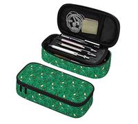 Oudrspo Pencil Pouch for Girls Boys Shamrocks Green Leaf Clover Pen Case Large Capacity Pencil Bag Portable Pen Stationery Box Printed Travel Makeup Storage Bag with Zipper & Mesh Pocket