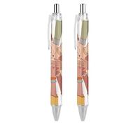 Oudrspo People of Different Cultures Black Pens Ballpoint Pen Ball Point Pen Smooth Writing Gel Pens Retractable 0.5 Fine Point for School Office People of Different Cultures Pattern 2 PCS