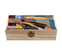 Oudrspo Personalized Wooden Keepsake Box Wood Memory Box with A Hinged Lid | A Colorful Quilt Decorative Storage Box Fashion Memory Treasure Box Jewelry Case for Home Decor Wood Gift Boxes