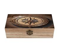Oudrspo Personalized Wooden Keepsake Box Wood Memory Box with A Hinged Lid | Compass Wind Road Map Decorative Storage Box Fashion Memory Treasure Box Jewelry Case for Home Decor Wood Gift Boxes