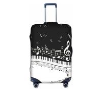 Oudrspo Piano Keys with Musical Notes Print Luggage Cover Washable Suitcase Anti-Scratch Suitcase Cover Protective Cover Fits 18-32 Inch