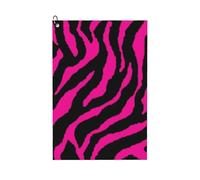 Oudrspo Pink Black Zebra Golf Waffle Towel, Using Wet Dry Technology, Men's and Women's Golf Bag Accessories, with Mountain Buckle 24×16in.