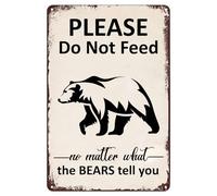 Oudrspo Please DoFeed The Bear Art Poster Warning Vintage Metal Tin Sign Retro Wall Decor for Home Gate Garden Bars Restaurants Cafes Office Store Pubs Club Gift 12" x 8"
