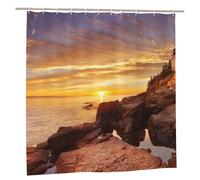 Oudrspo Polyester Fabric Shower Curtain - 70x70 Inch with Metal Grommets, Artistic Privacy Design, The Bass Harbor Head Lighthouse in Acadia National Park