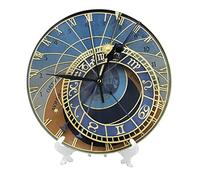 Oudrspo Prague Astronomical Clock Wall Clock Silent Non-Ticking Round Wall Clock Bathroom Kitchen Clock 10in